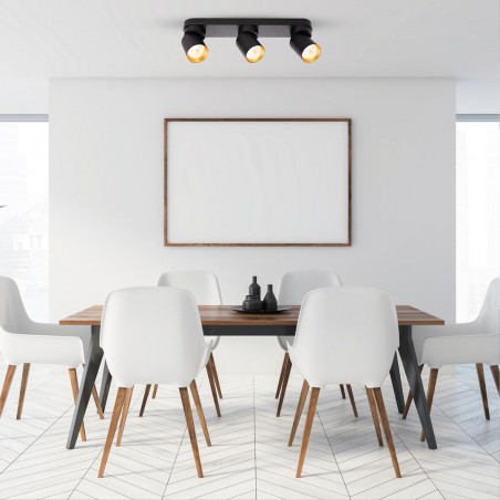 ML9937 Lampa Sufitowa Andy 3xGU10 Czarny + Złoty Milagro