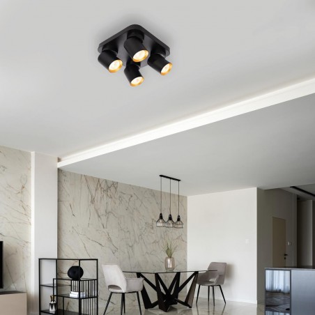 ML9941 Lampa Sufitowa Andy 4xGU10 Kwadrat Czarny + Złoty Milagro