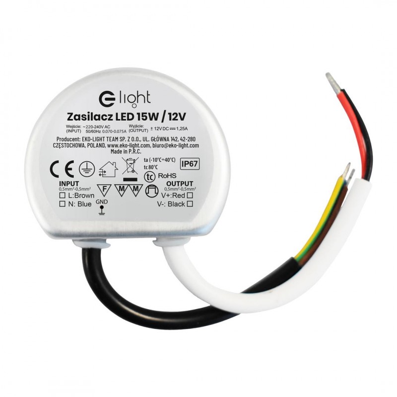 EKZAS0235 ZASILACZ MONTAZOWY 15W IP65 Milagro EKZAS0235 ZASILACZ MONTAZOWY 15W IP65 Milagro