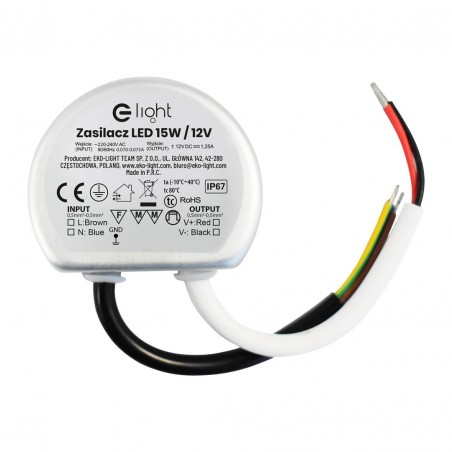 EKZAS0235 ZASILACZ MONTAZOWY 15W IP65 Milagro EKZAS0235 ZASILACZ MONTAZOWY 15W IP65 Milagro