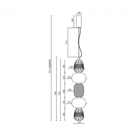 ML0361 Lampa wisząca CARO GOLD 40W LED Milagro