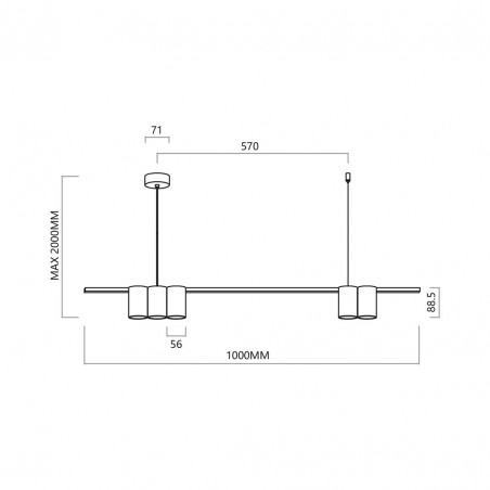 ML0368 Lampa wisząca (listwa) GENESIS WHITE 5xGU10 Milagro