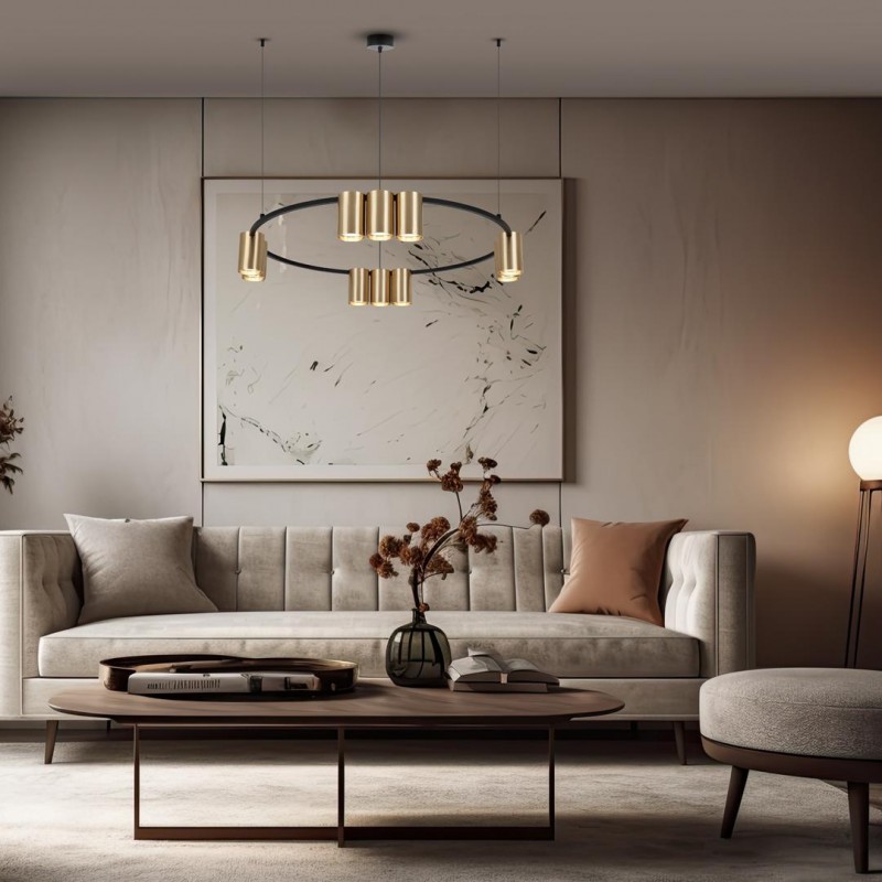 ML0375 Lampa wisząca (koło) GENESIS BLACK GOLD 10xGU10 Milagro