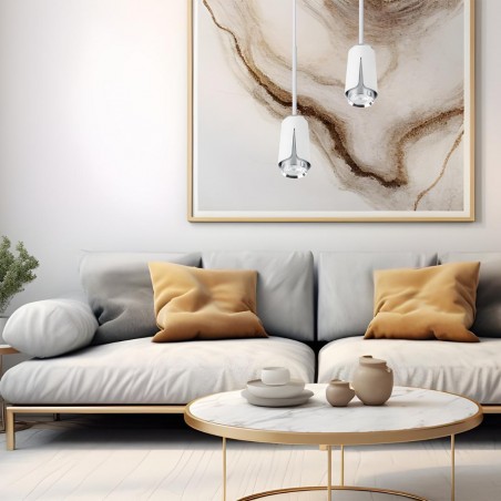 ML0275 FLOWER WHITE CHROME LAMPA WISZĄCA 1xGU10 Milagro