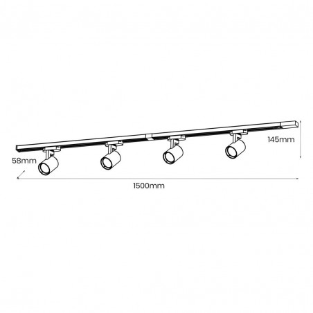ML0685 Zestaw Volf Track Biały 4xGU10 1,5m Milagro