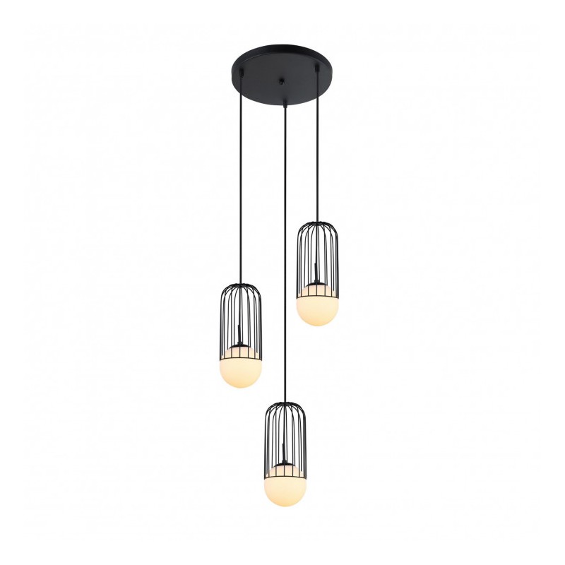Lampa wisząca Matty MDM-3939/3 BK Italux czarny stal, szkło