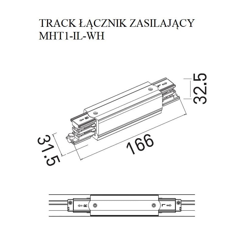 Maxlight Łącznik Prosty Zasilający Biały MHT1-IL-WH Maxlight