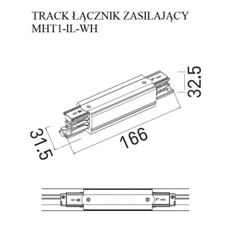 Maxlight Łącznik Prosty Zasilający Biały MHT1-IL-WH Maxlight