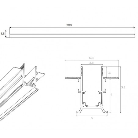 Maxlight Magnetic MT0007 Szyna Magnetyczna Podtynkowa 2m Czarna Maxlight