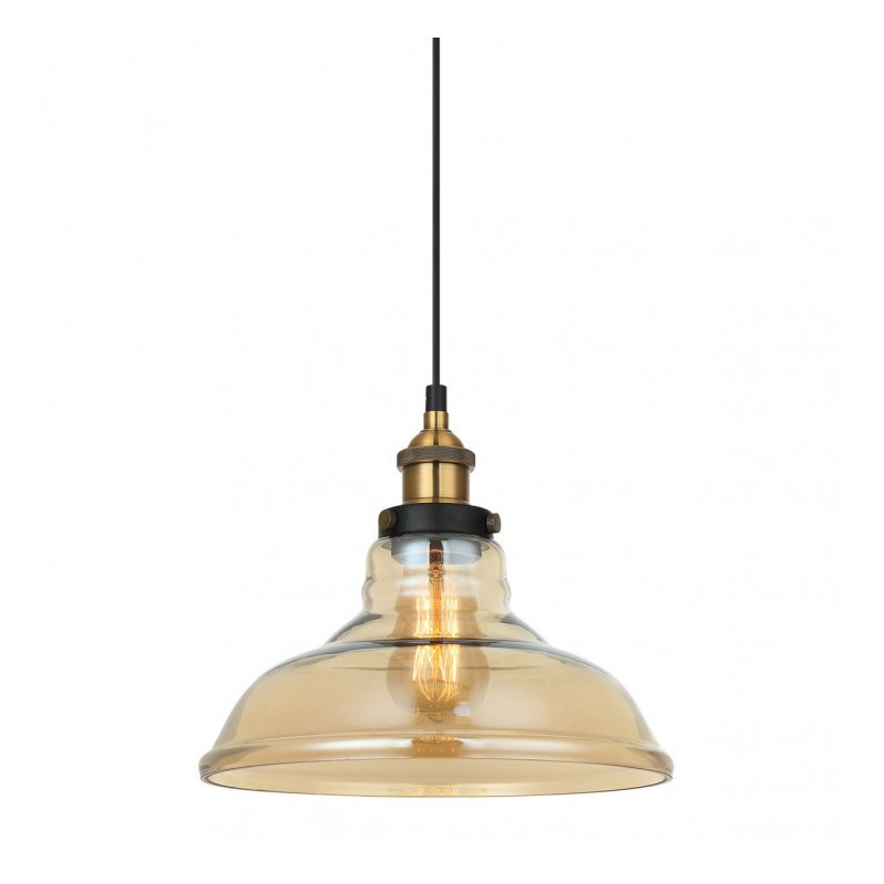 Lampa wisząca Hubert MDM-2381/1 GD+AMB Italux czarny, złoty stal, szkło