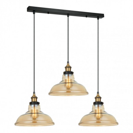 Lampa wisząca Hubert MDM-2381/3 GD+AMB Italux czarny, złoty stal, szkło