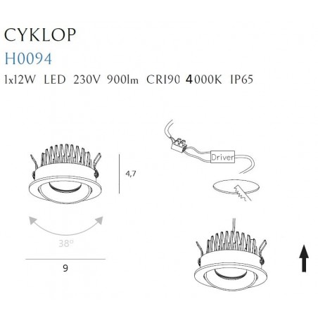 Maxlight H0094 4000K Oprawa Wpustowa Cyklop Biała IP65 Maxlight