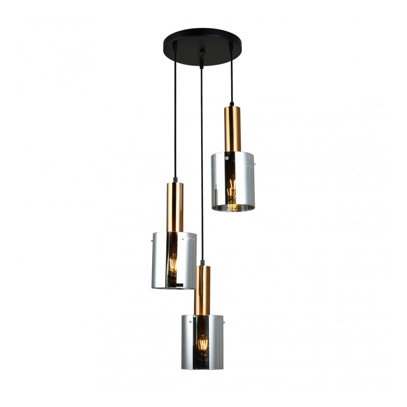 Lampa wisząca Sardo PND-5581-3A-BRO+SG Italux mosiężny stal, szkło
