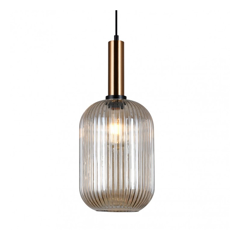 Lampa wisząca Antiola PND-5588-1L-BRO+AMB Italux mosiężny stal, szkło