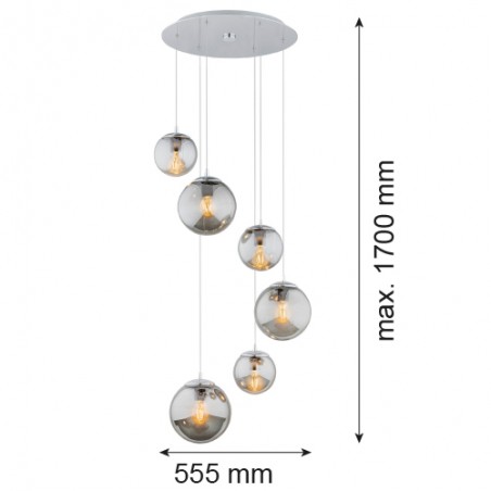 OPTICA 2529 lampa wisząca 6 pł. na okrągłej podsufitce Argon