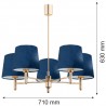 PONTE 2086 lampa wisząca 5 pł. Argon
