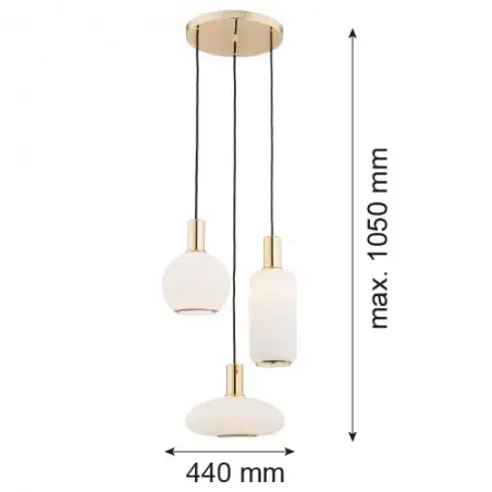 SAGUNTO 1489 lampa wisząca 3 pł. na okrągłej podsufitce Argon
