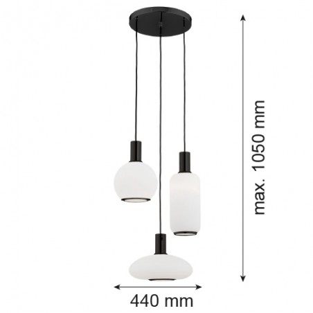 SAGUNTO PLUS 6323 lampa wisząca 3 pł. na okrągłej podsufitce Argon