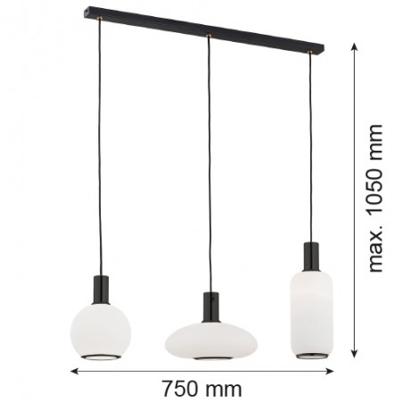 SAGUNTO PLUS 6324 lampa wisząca 3 pł. na listwie Argon