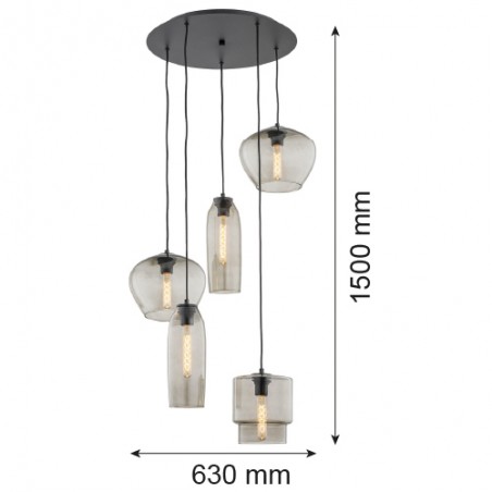 SERAFINO 2080 lampa wisząca 5 pł. Argon
