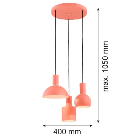 SINES 1469 lampa wisząca 3 pł. na okrągłej podsufitce Argon