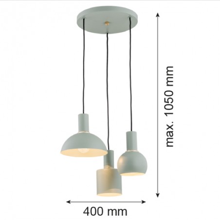 SINES 1470 lampa wisząca 3 pł. na okrągłej podsufitce Argon