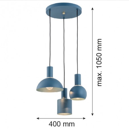 SINES 1471 lampa wisząca 3 pł. na okrągłej podsufitce Argon