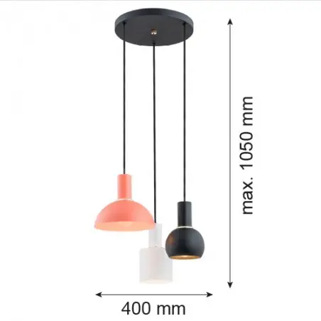 SINES 1480 lampa wisząca 3 pł. na okrągłej podsufitce Argon