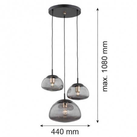 TRINI 1493 lampa wisząca 3 pł. na okrągłej podsufitce Argon