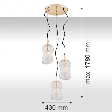CADIZ 1464 lampa wisząca 3 pł. na okrągłej podsufitce Argon