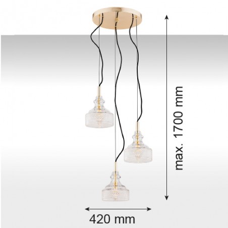 CRUZ 1462 lampa wisząca 3 pł. na okrągłej podsufitce Argon