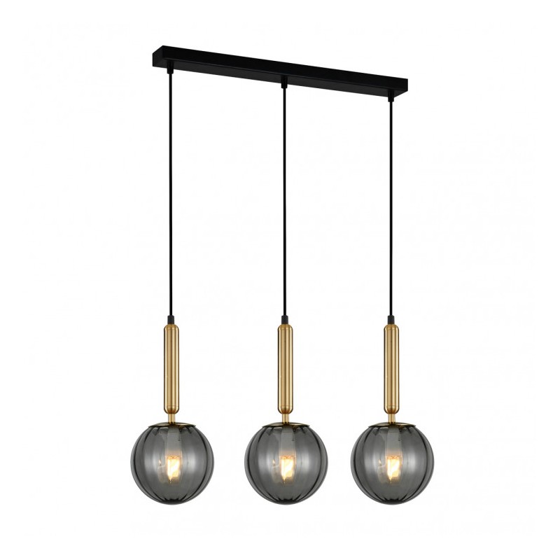 Lampa wisząca Ravena PND-2324-3L BRO+SG Italux mosiężny, dymiony stal, szkło