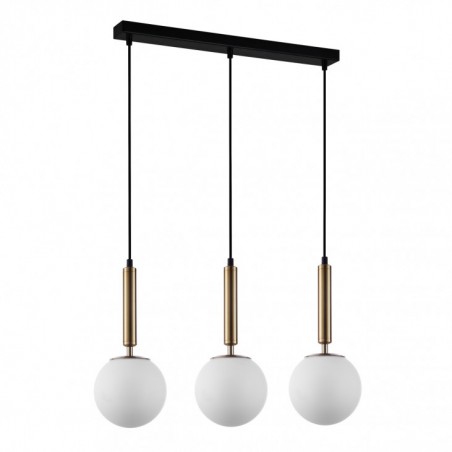 Lampa wisząca Ravena PND-2324-3L GD+OPA Italux mosiężny stal, szkło