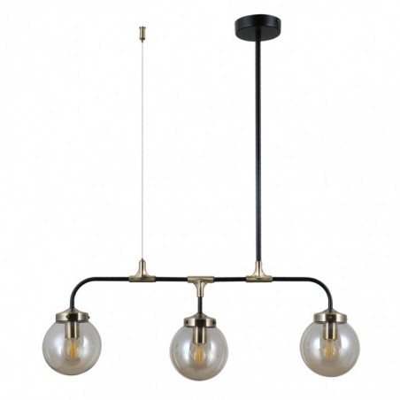 Lampa wisząca Valpena PND-48882-3 Italux czarny mat, antyczny brąz stal, aluminium, szkło