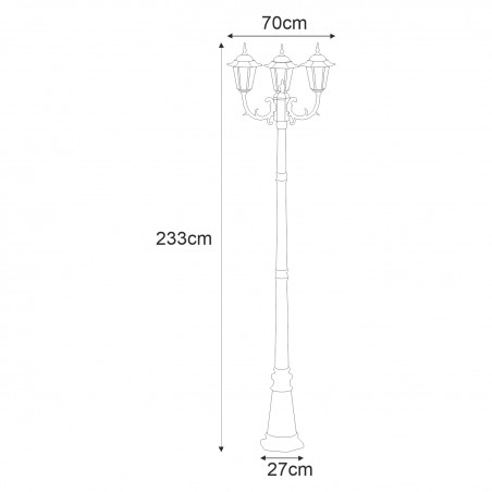 Lampa ogrodowa stojąca K-7009A2/3 CZARNY z serii STANDARD Kaja Lighting