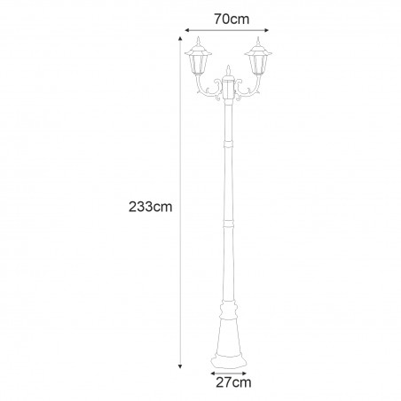 Lampa ogrodowa stojąca K-7064A2/2 CZARNY/ZŁOTY z serii STANDARD Kaja Lighting