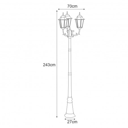 Lampa ogrodowa stojąca K-7009A2/3 CZARNY/ZŁOTY z serii STANDARD Kaja Lighting