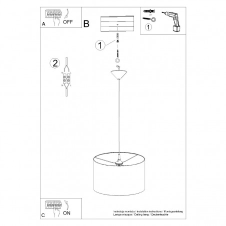 Lampa wisząca NOVA 40 biała  SL.1404 Sollux