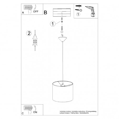 Lampa wisząca NOVA 30 czarna  SL.1405 Sollux