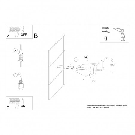 Kinkiet VECTOR czarny  SL.1445 Sollux